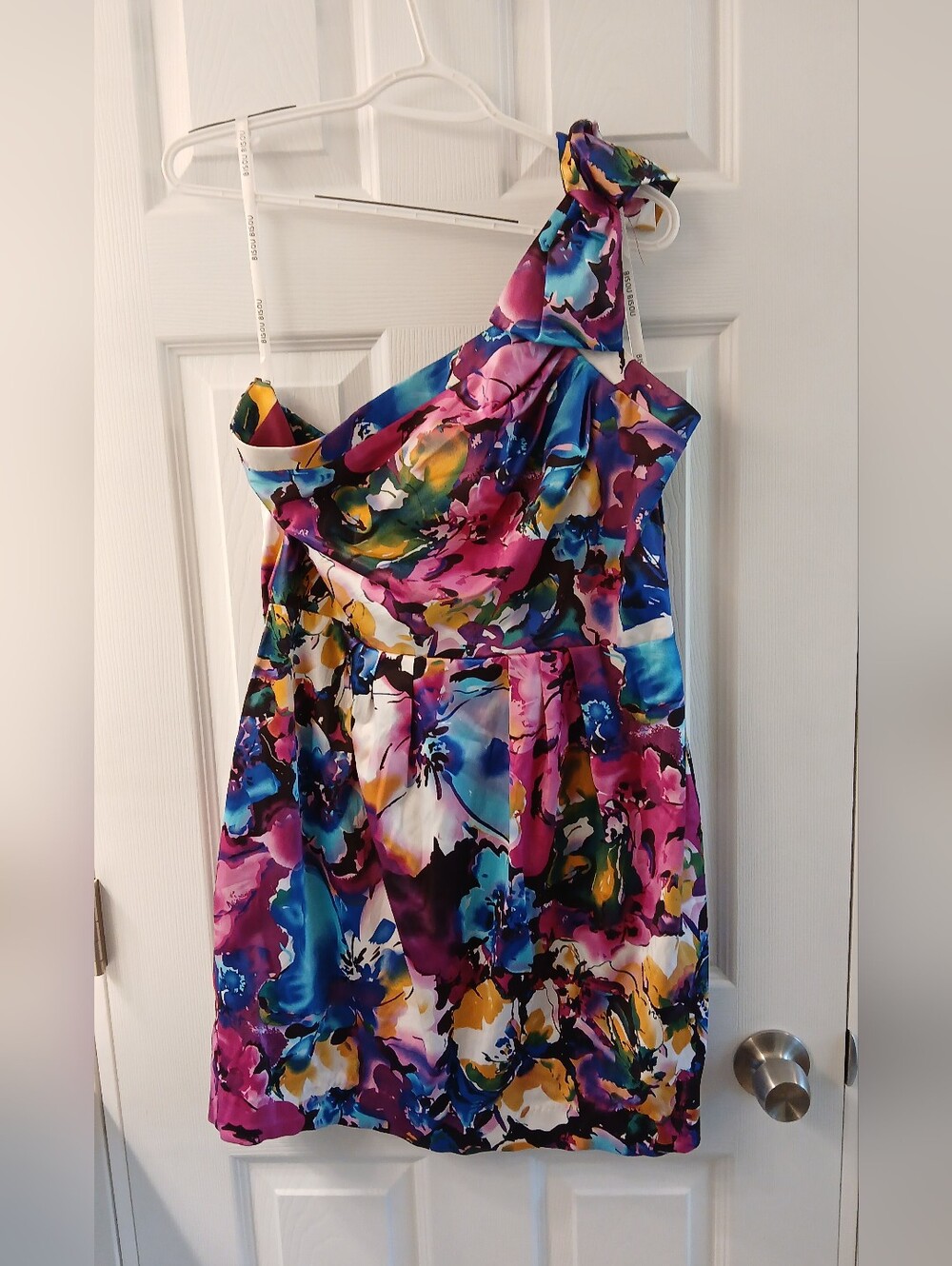 Bisou Bisou Bold Floral One Shoulder Bow Cocktail Dress Size 16 Petite